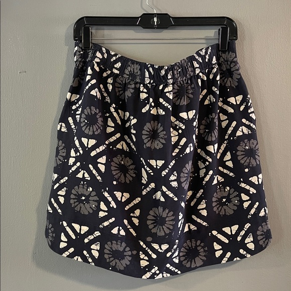 Madewell Women's Distance Silk Skirt, Batik Grid Print, Charcoal Size M - Picture 7 of 7